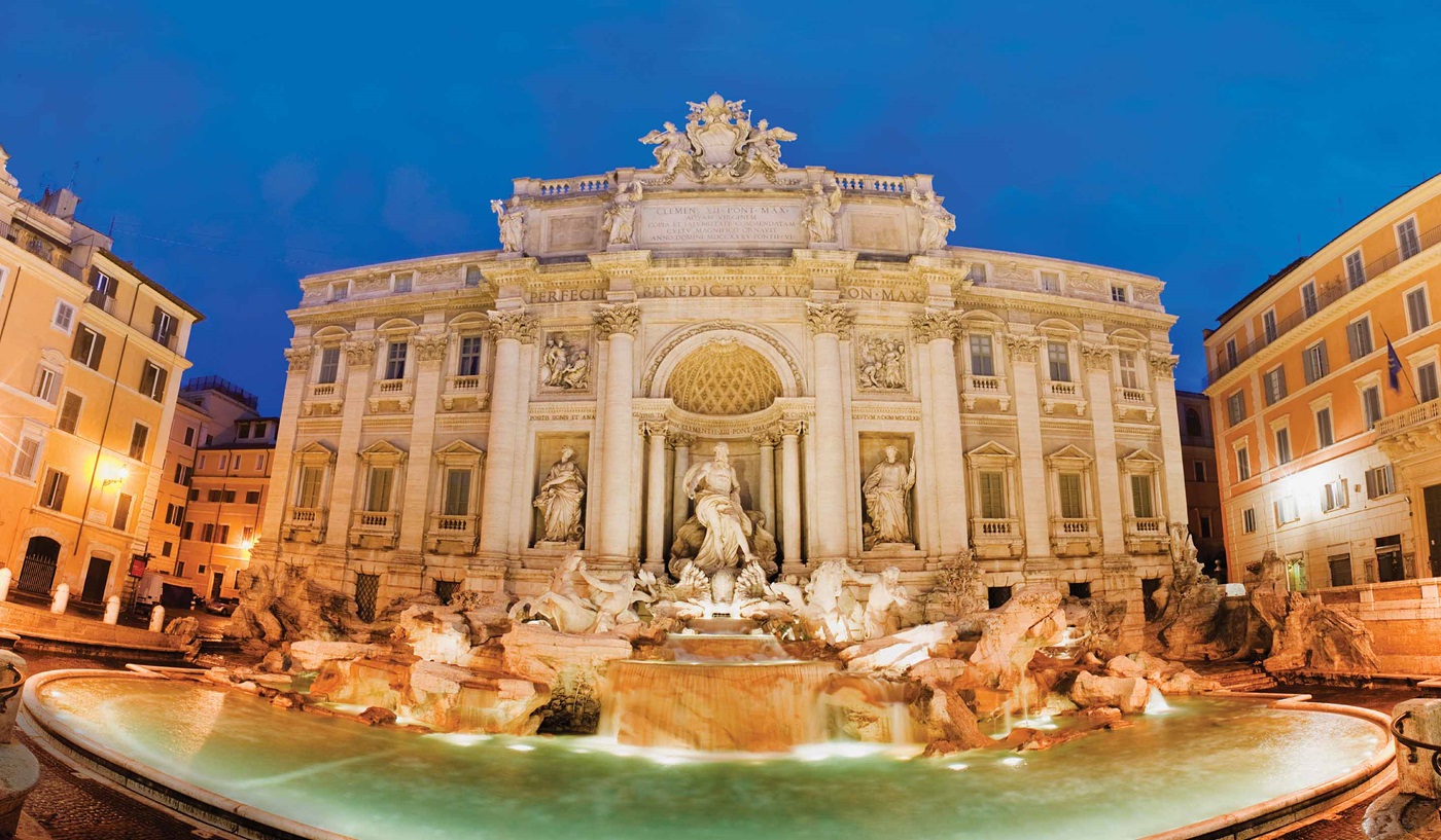 Trevi Fountain in Rome, Italy, at night