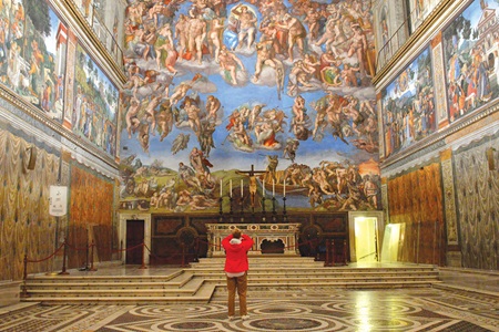 Tauck solo traveler in the Sistine Chapel