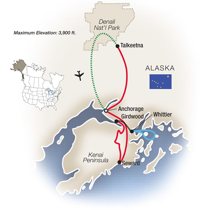 Alaska: Call of the Wild Itinerary Map