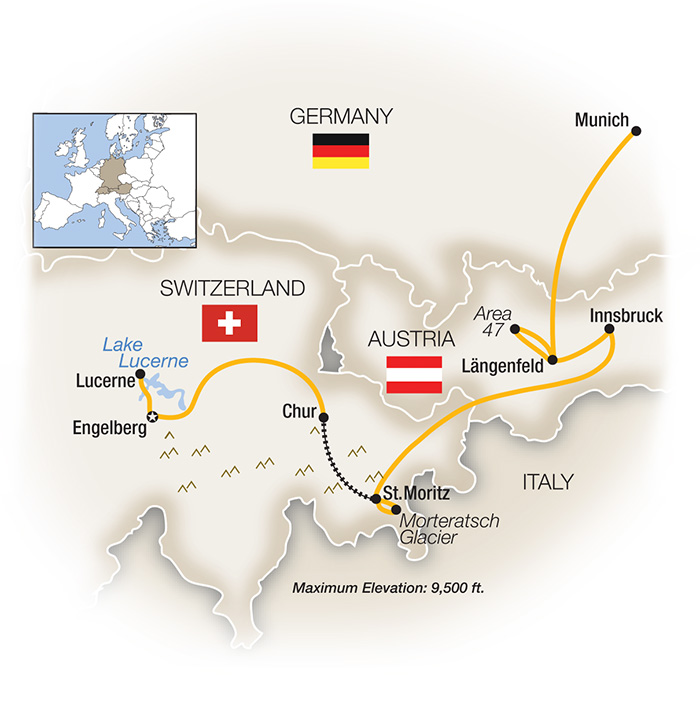 Map of Alpine Adventure from Tauck