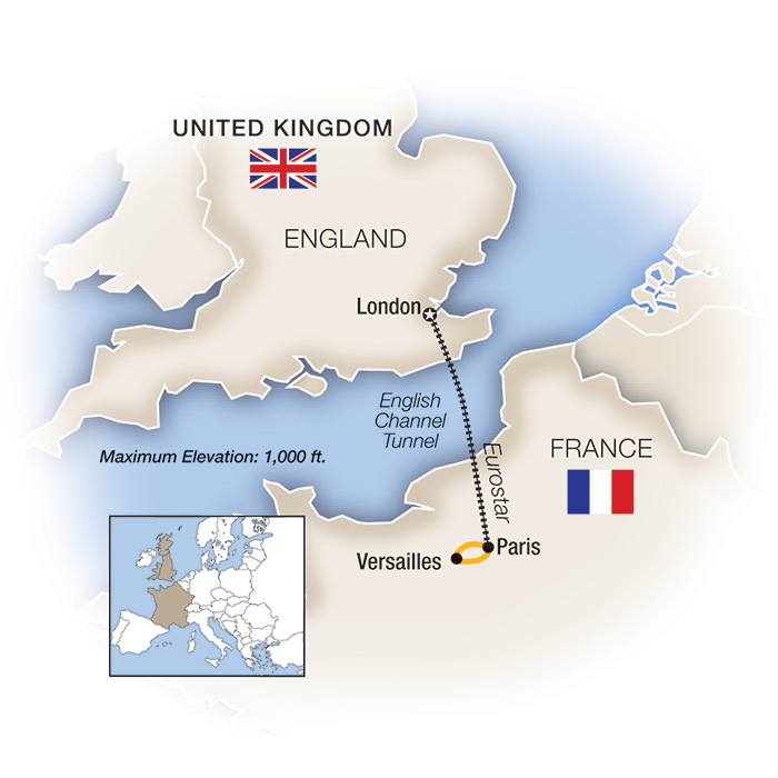 Castles & Kings: London to Paris Itinerary Map