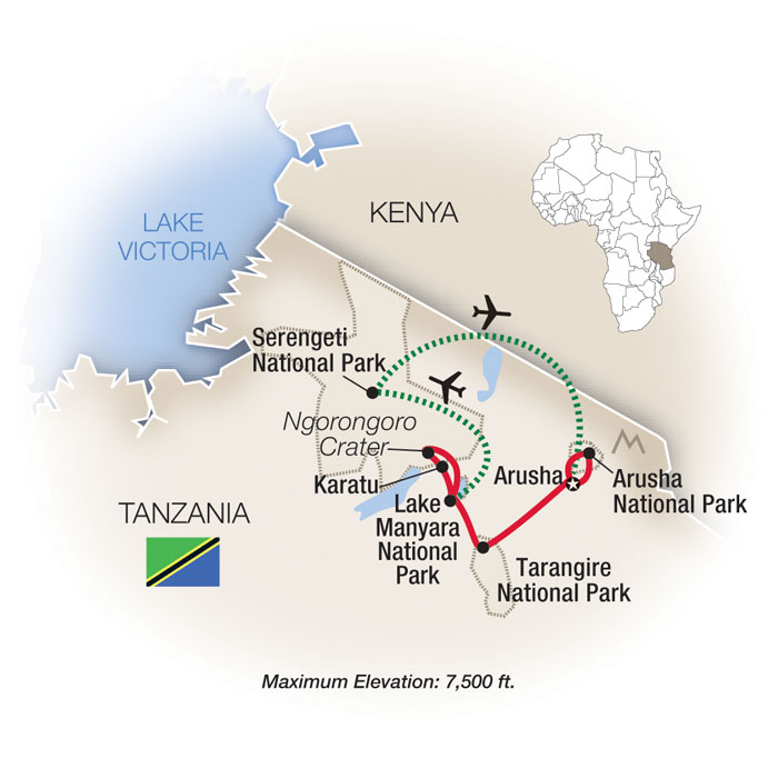 Tanzania: A Grand Family Safari Itinerary Map