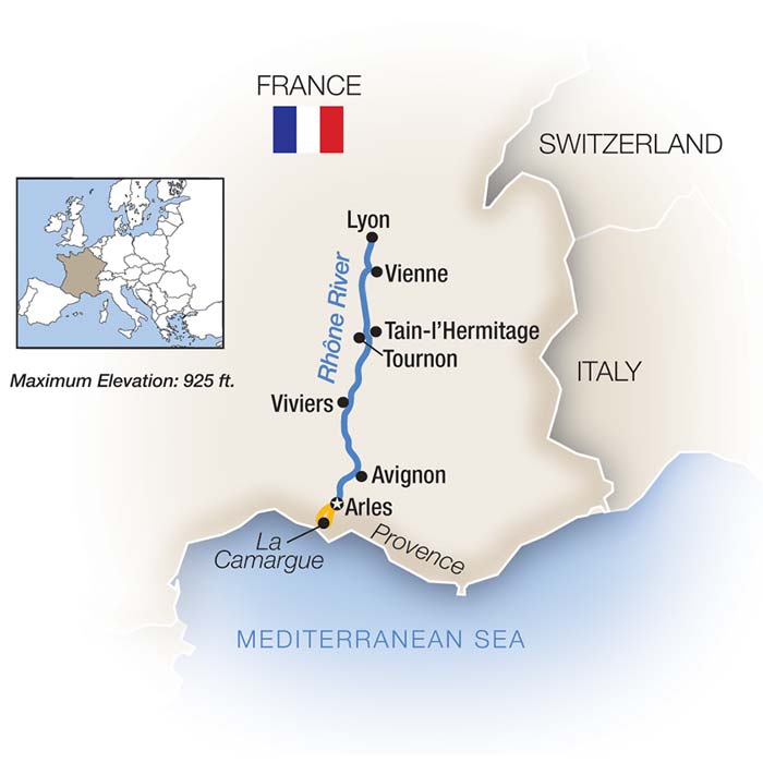 Rhone Provence Family River Cruise Map
