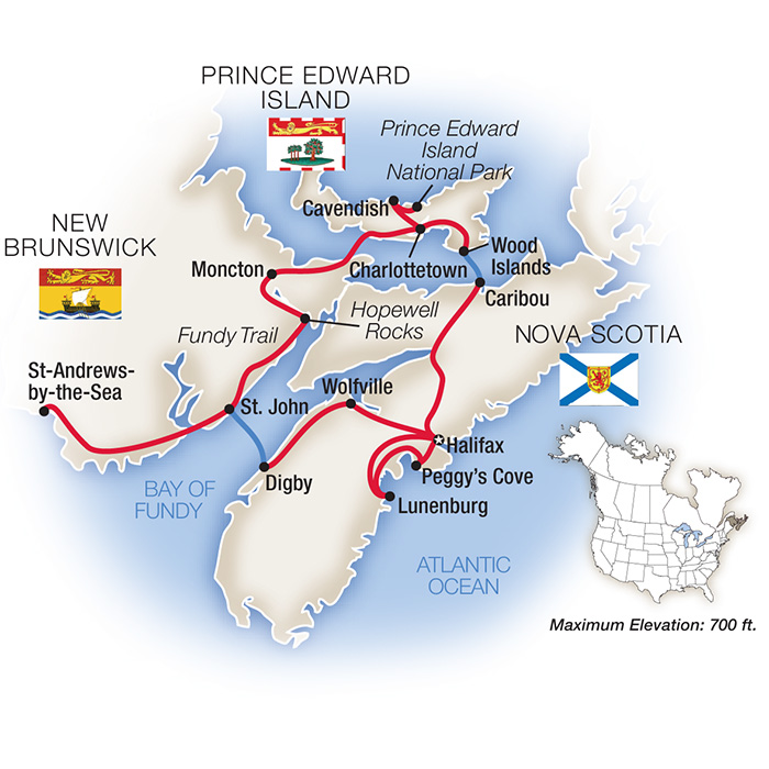 Nova Scotia and New Brunswick map