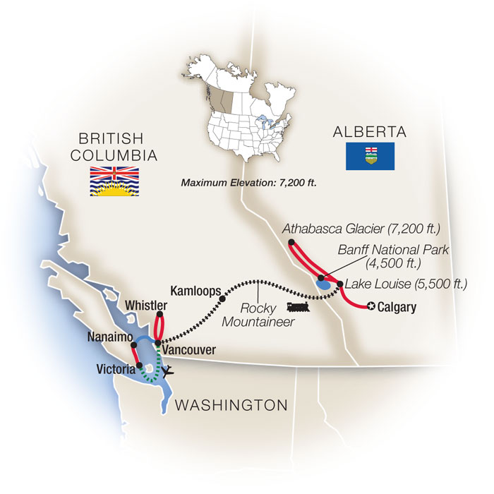 The Best of Western Canada & Rocky Mountaineer Itinerary Map