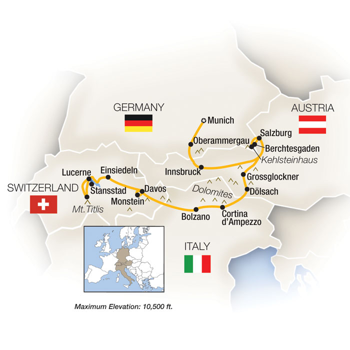 tourhub | Tauck | The Ultimate Alps & Dolomites | DA2022 | Route Map