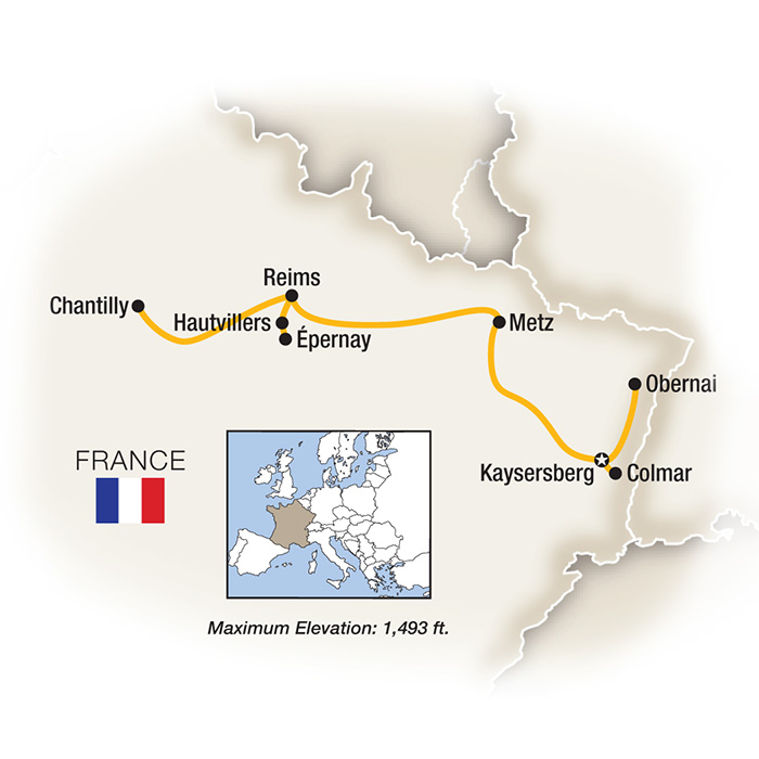 Map of A Week In... Champagne & Alsace from Tauck