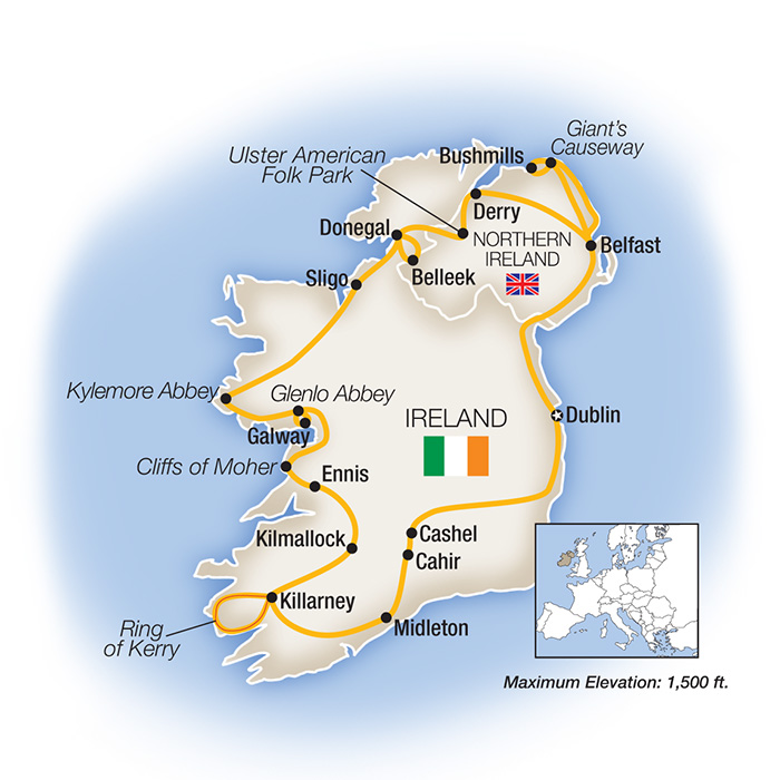 Map of The Best of Ireland from Tauck