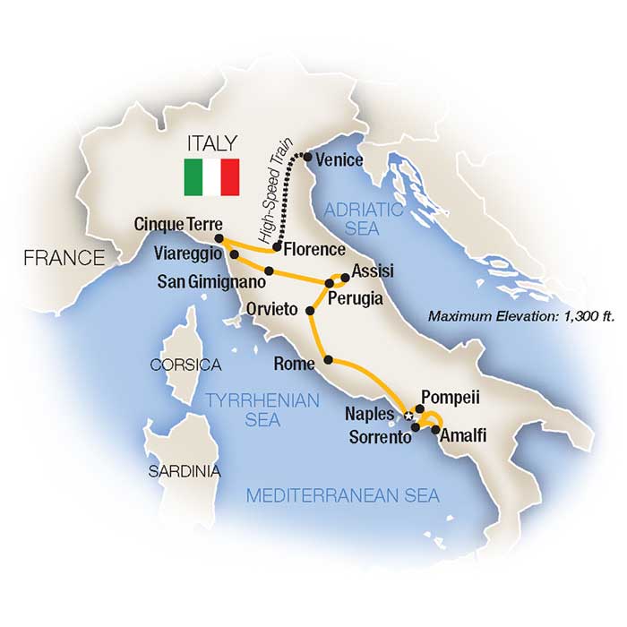 Classic Italy Escorted Tour Map
