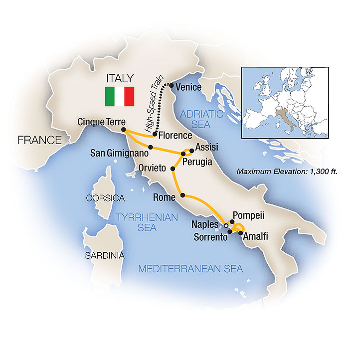 Classic Italy Escorted Tour Map