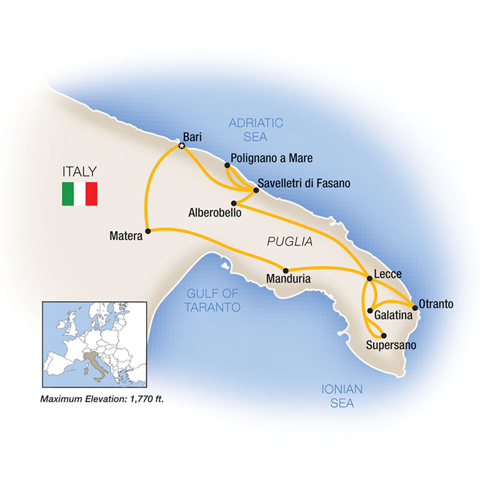 A Week In... Puglia Itinerary Map