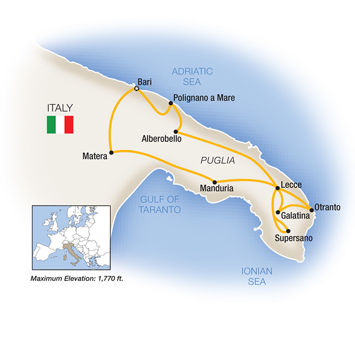 Map of A Week In... Puglia from Tauck