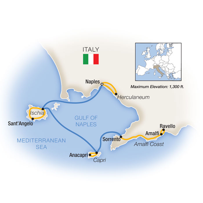 A Week In... Naples, Capri & Amalfi Map