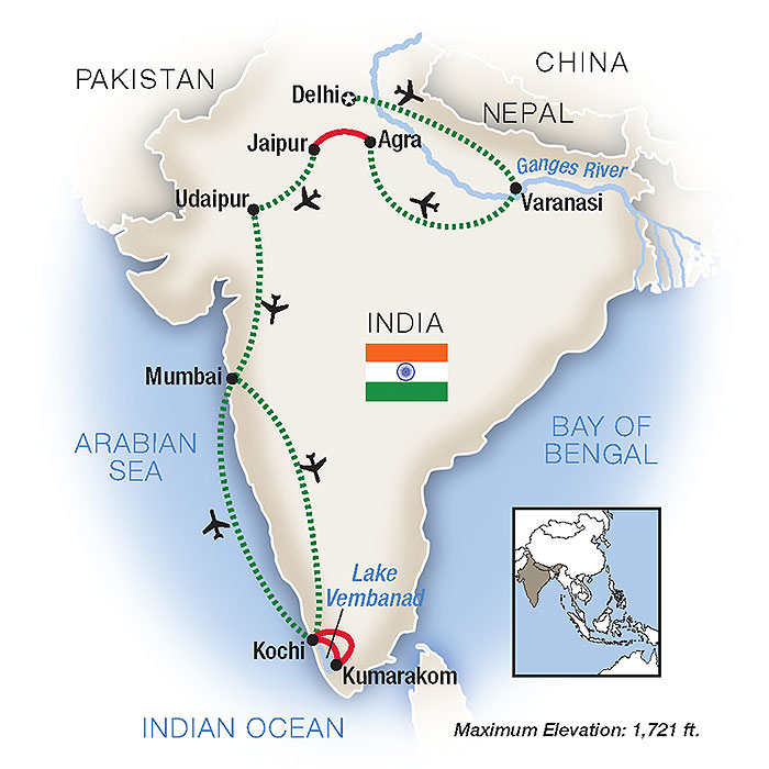 A Portrait of India Itinerary Map