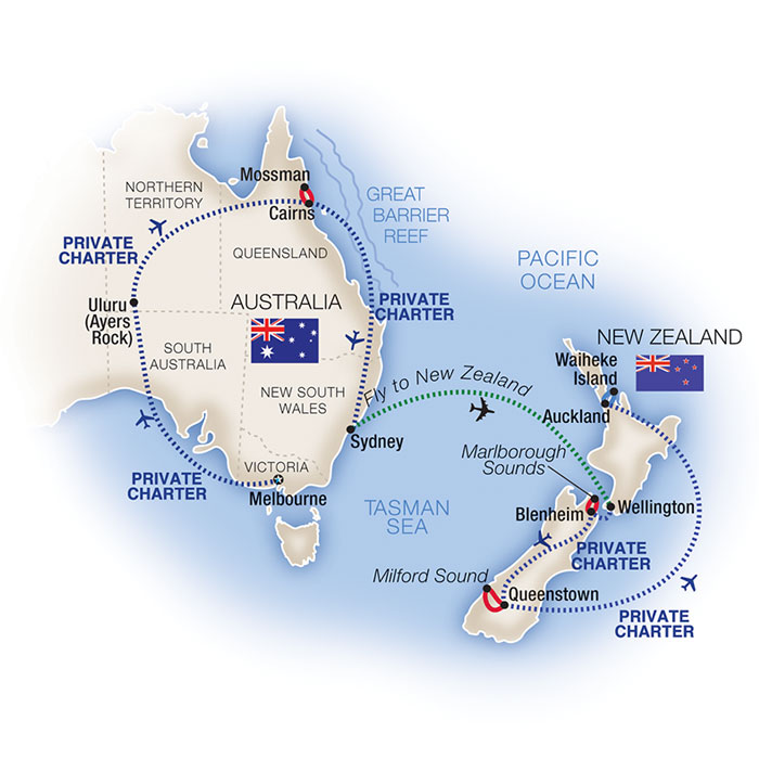 Grand Australia and New Zealand Escorted Tour & Cruise Map