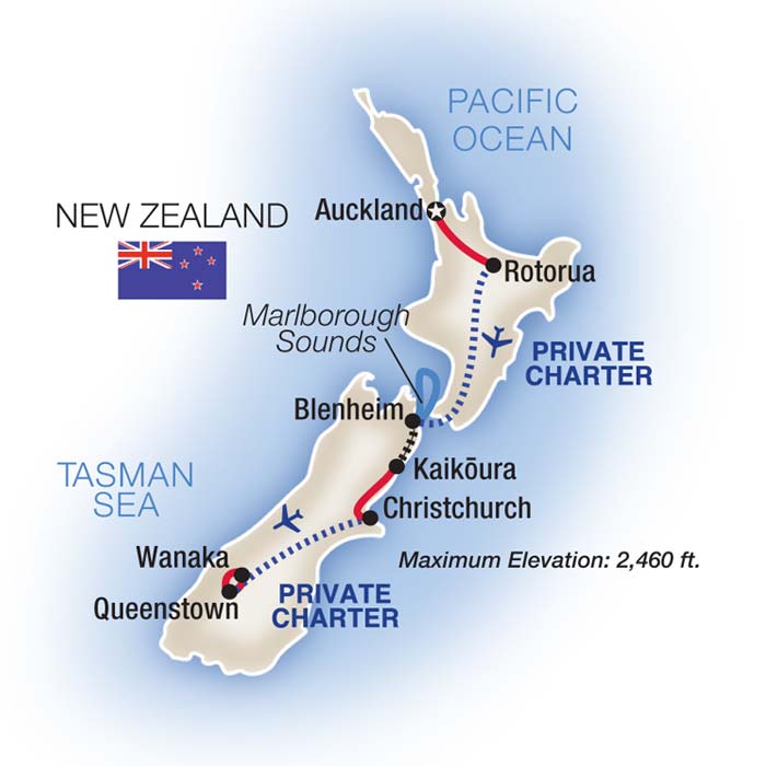 New Zealand: A North & South Island Adventure Itinerary Map