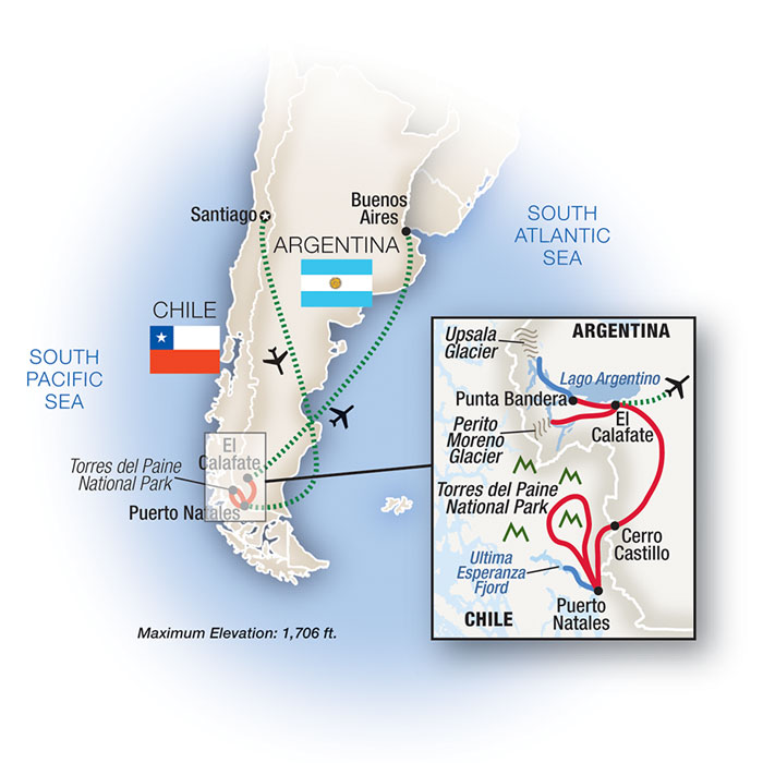 Patagonia Escorted Tour Map