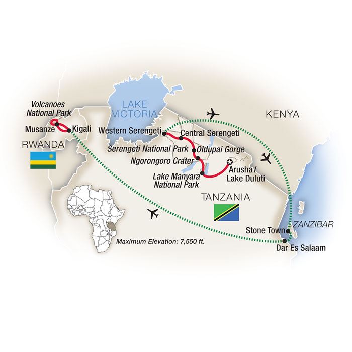 Tanzania Zanzibar Rwanda Map