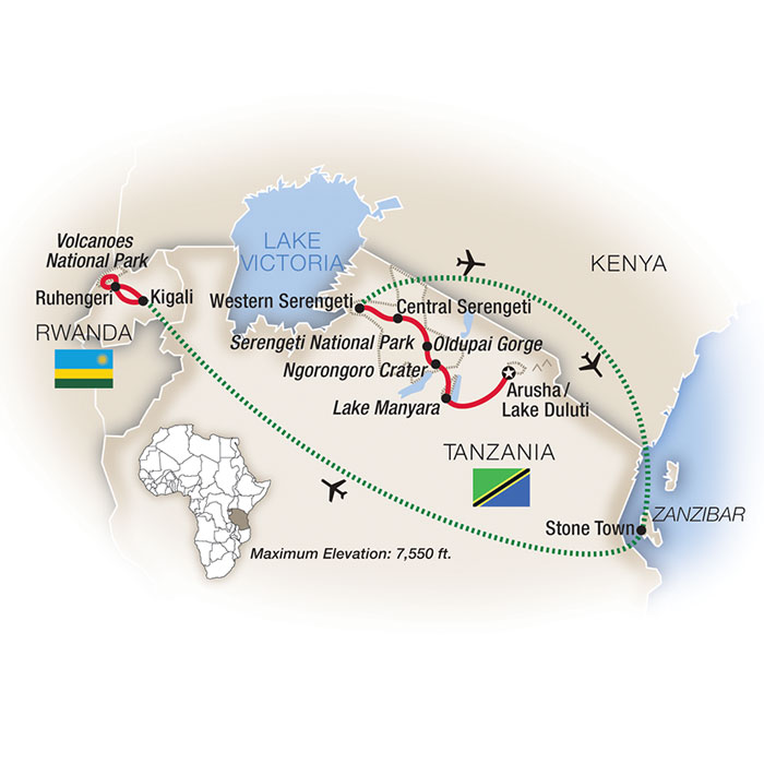 Tanzania Zanzibar Rwanda Map
