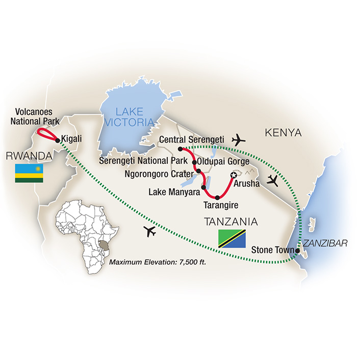 Mountain Gorilla Safari Tanzania, Zanzibar and Rwanda