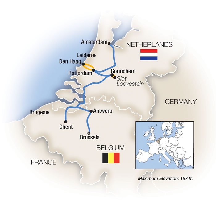 Heart of Belgium & Holland - Northbound Itinerary Map
