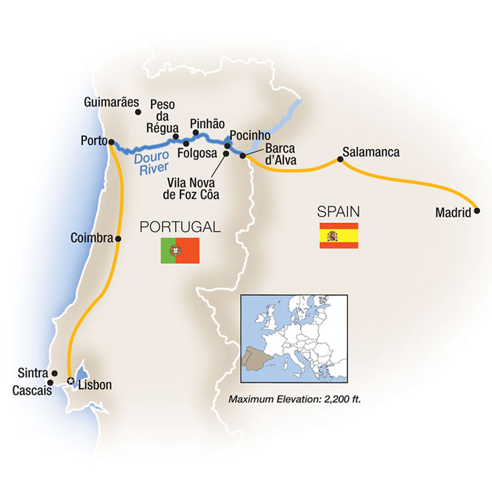 Exploring the Douro, plus Lisbon & Madrid - Eastbound Itinerary Map