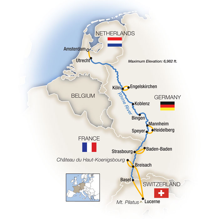 Amsterdam Basel River Cruise Map