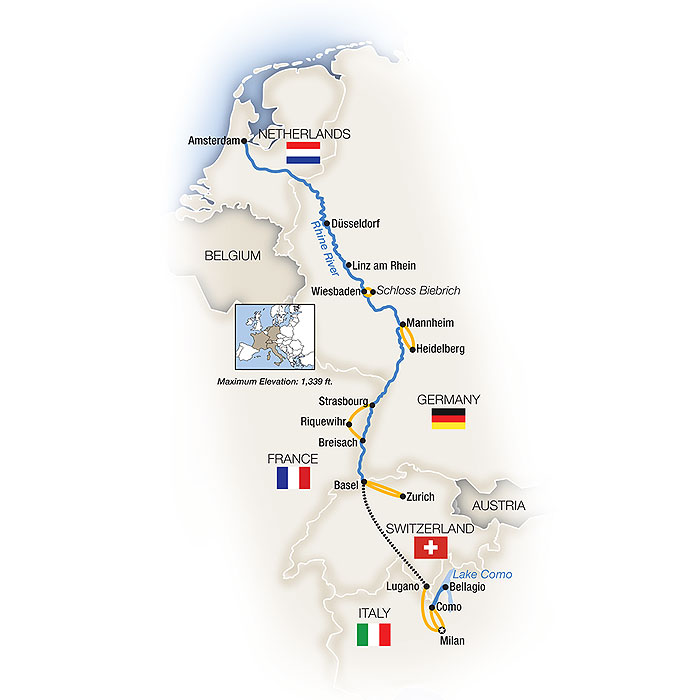 Milan Amsterdam River Cruise Map