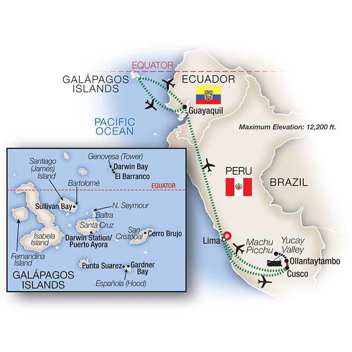 Hidden Galapagos Peru Escorted Tour Map