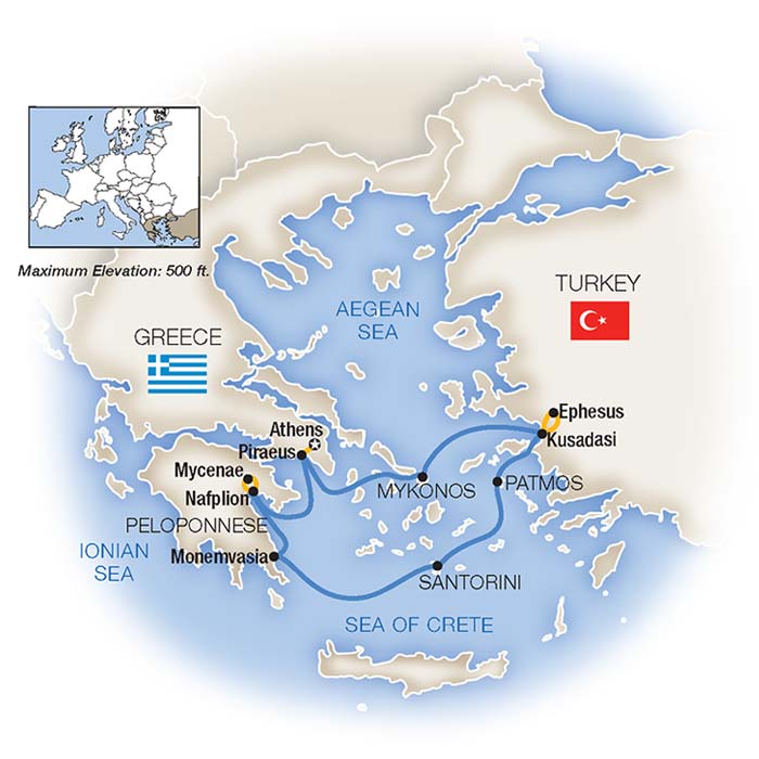 Treasures of Aegean Greek Isles Cruise and Tour