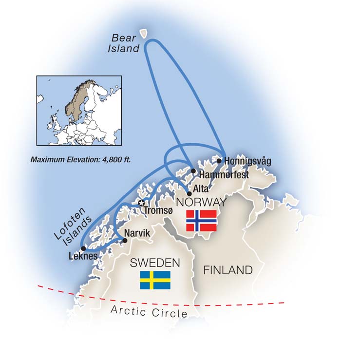 Arctic Days & Northern Lights Itinerary Map