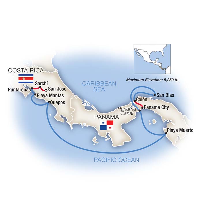 Costa Rica and Panama Canal Cruise Map
