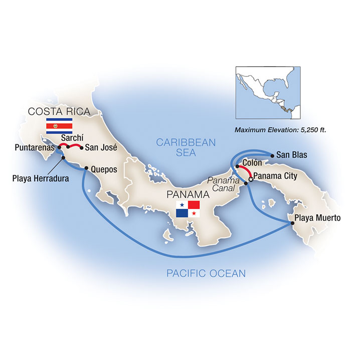 Costa Rica and Panama Canal Cruise Map