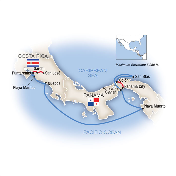 Panama Canal and Costa Rica Map 2025