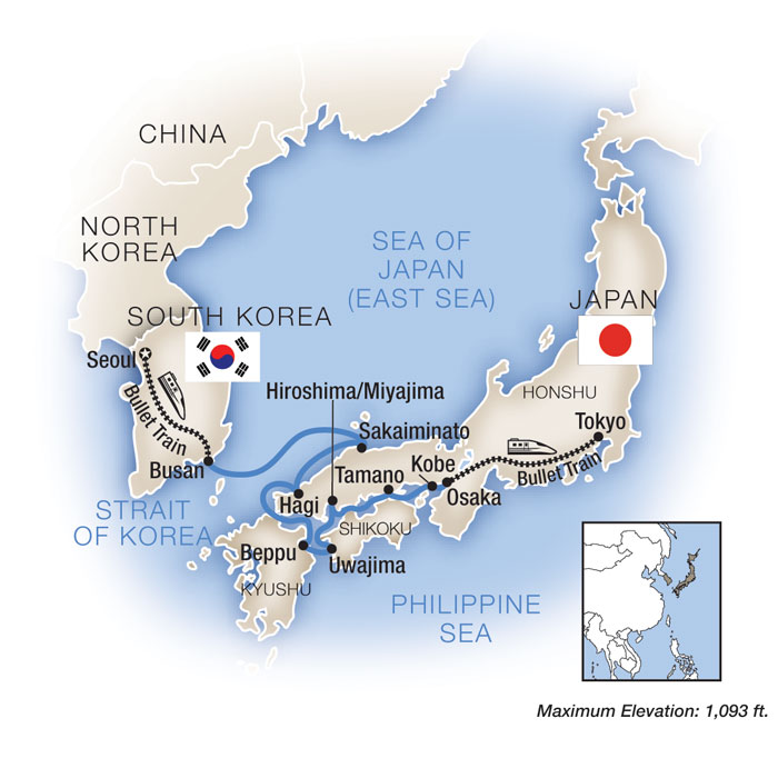 Cruise around Japan map