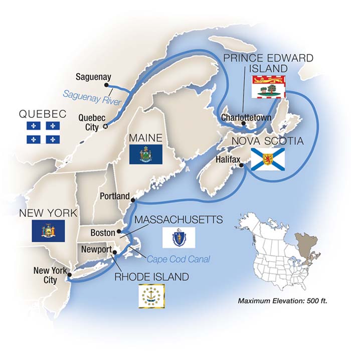 Shores of Eastern Canada and New England Southbound