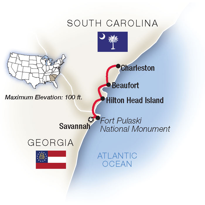 Charleston Savannah Escorted Tours Map