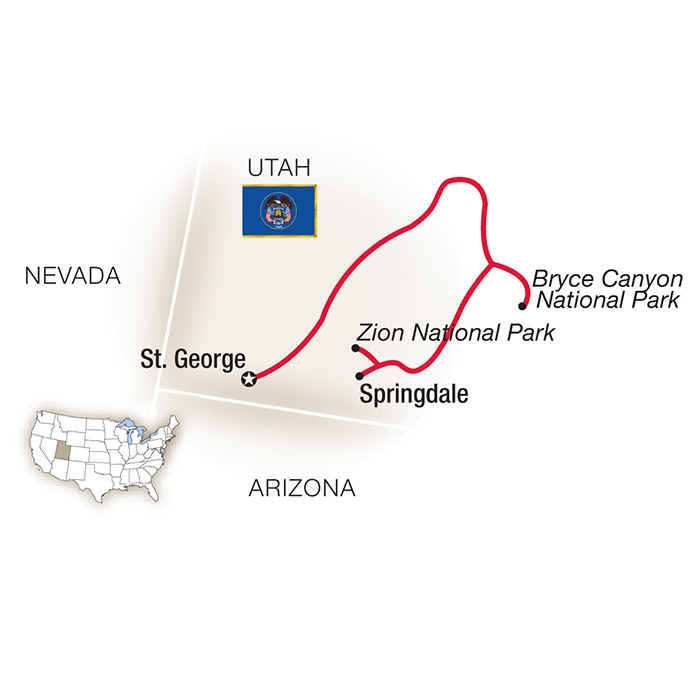 Map of Bryce & Zion: Sculpted by Time from Tauck