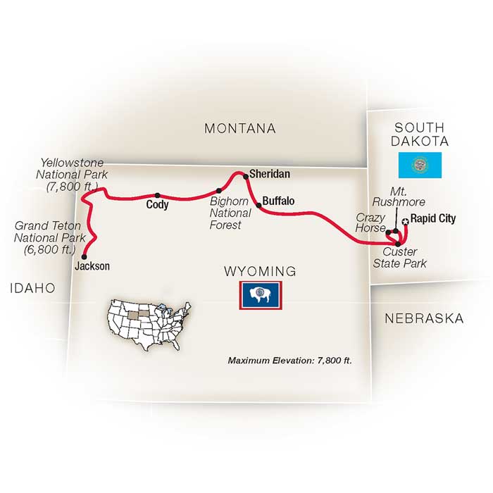 Legends American West National Park Escorted Tour Map