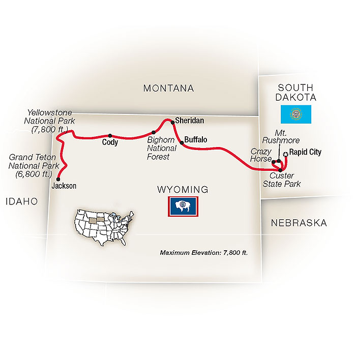 Legends American West National Park Escorted Tour Map