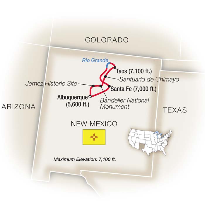 Land of Enchantment New Mexico Escorted Tour Map